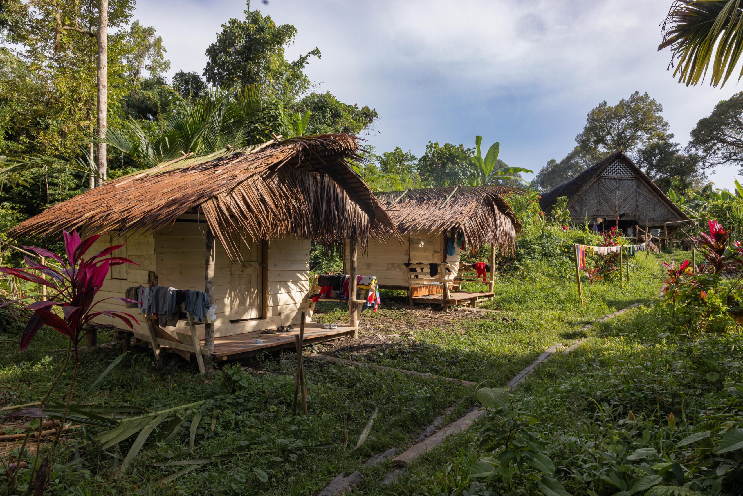 Wooden cottages for tourists in Buttui, on Siberut Island