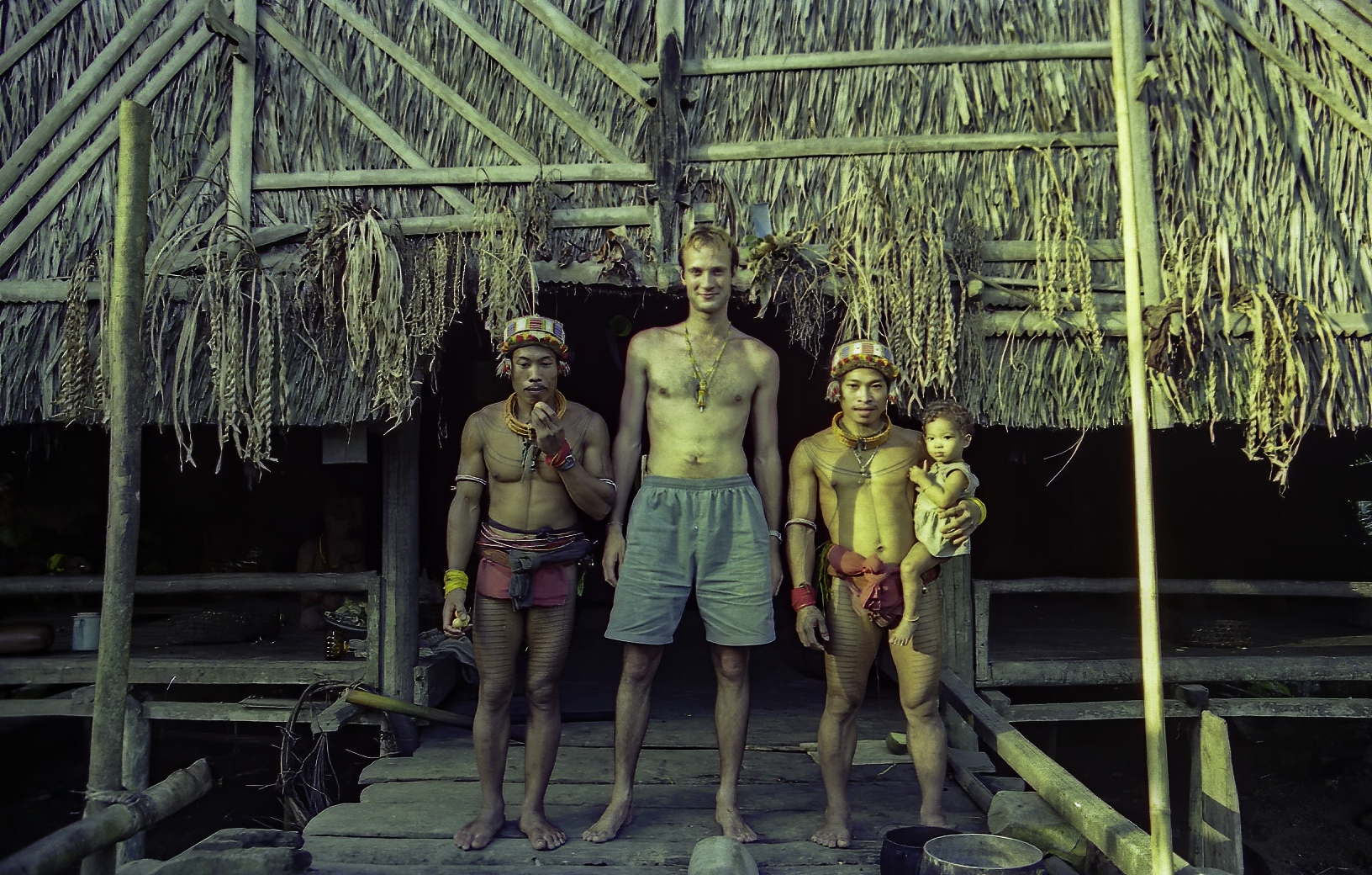 Toine IJsseldijk with Mentawai shamans in Sakuddei, on Siberut Island