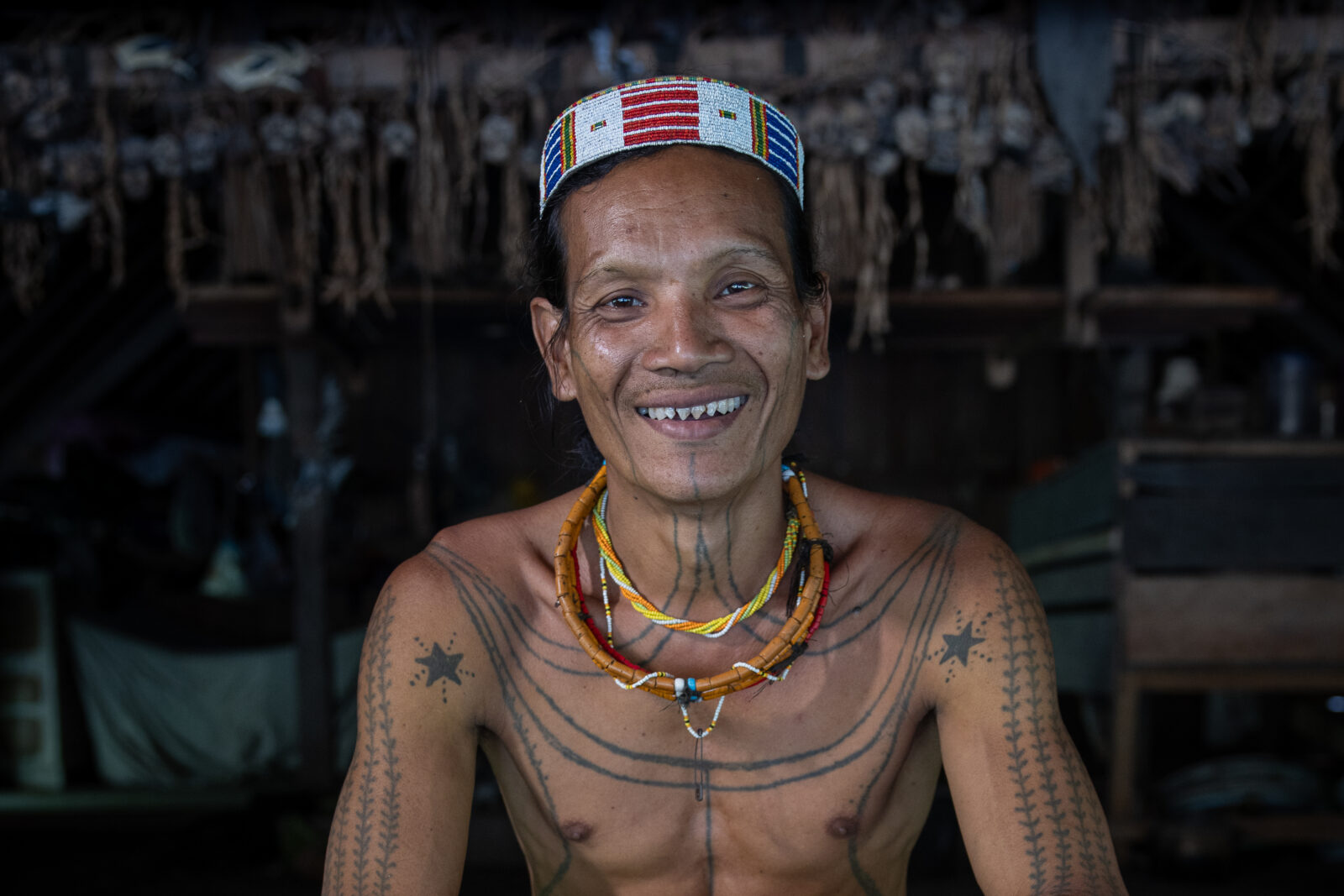 Mentawai shaman with sharpened teeth