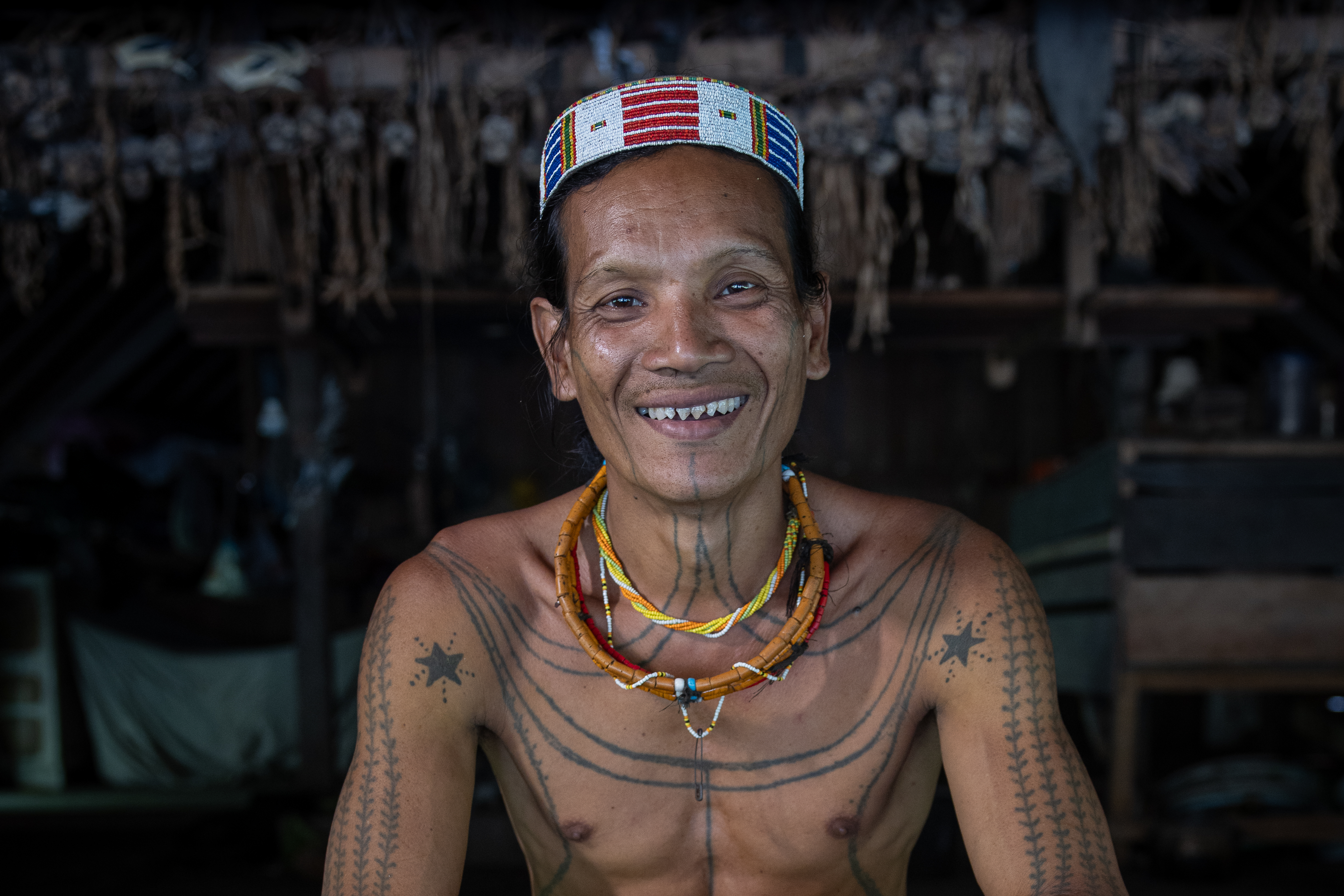 Mentawai shaman with sharpened teeth