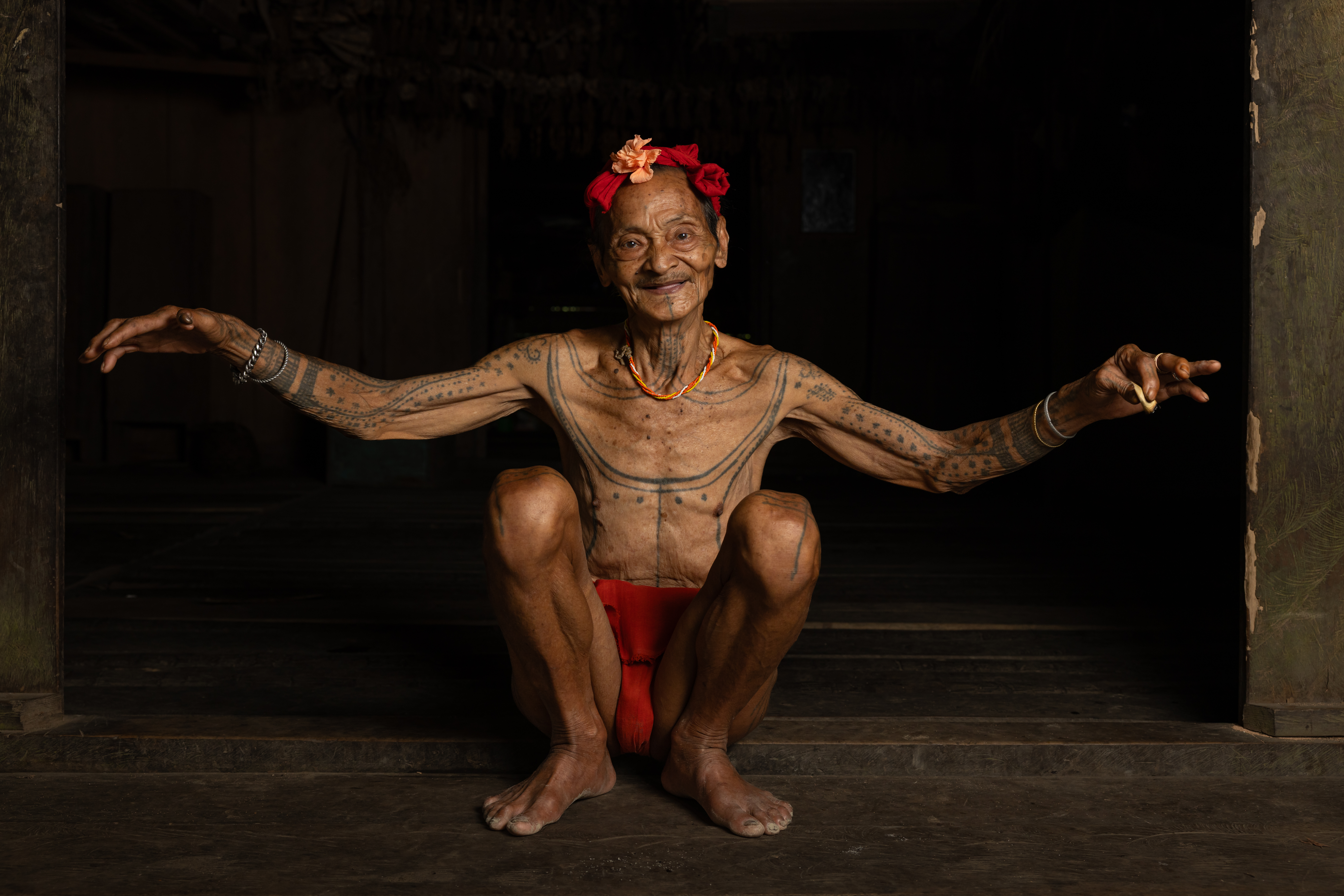Mentawai shaman with tattoos