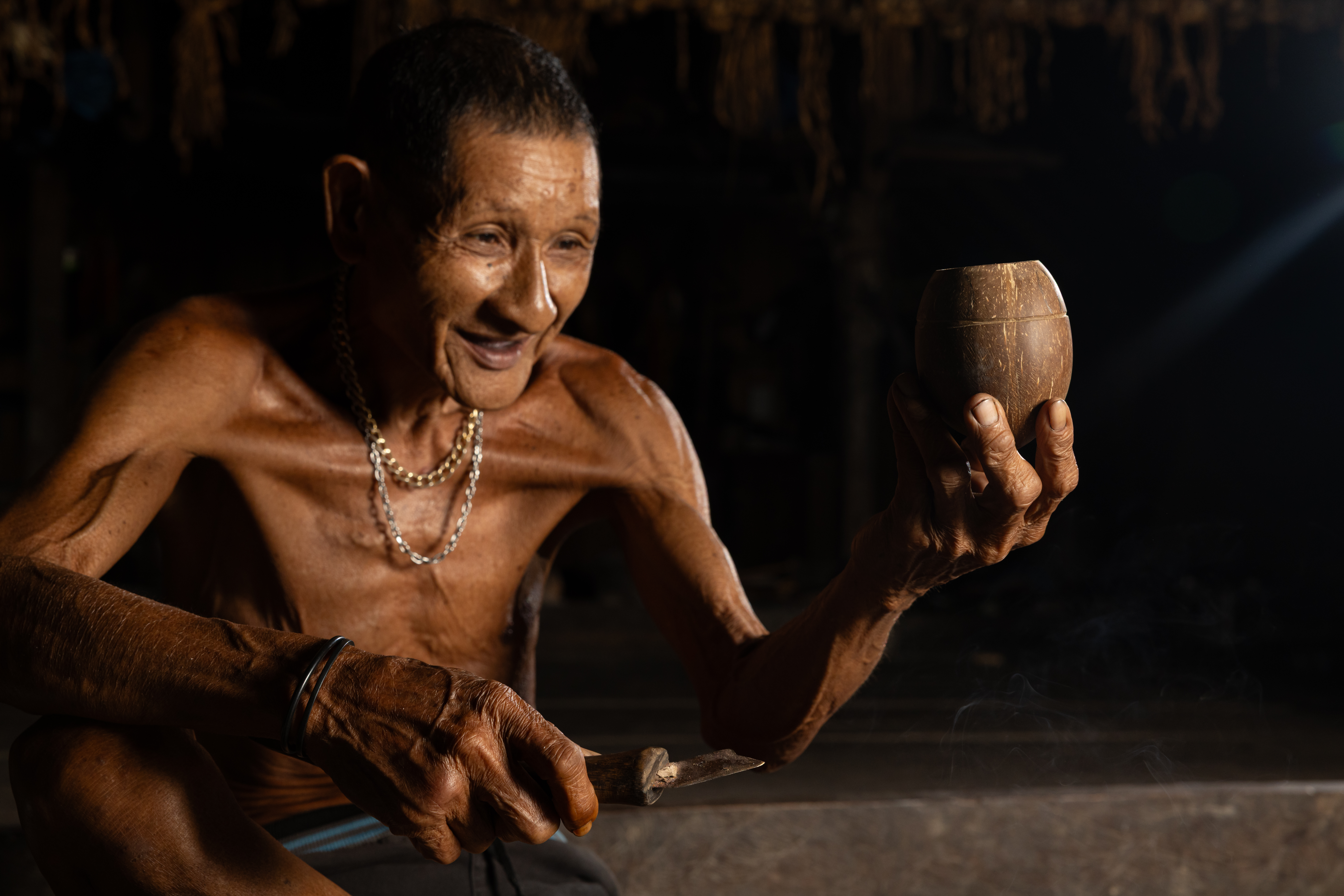 Mentawai jaua tobacco container from coconut shell