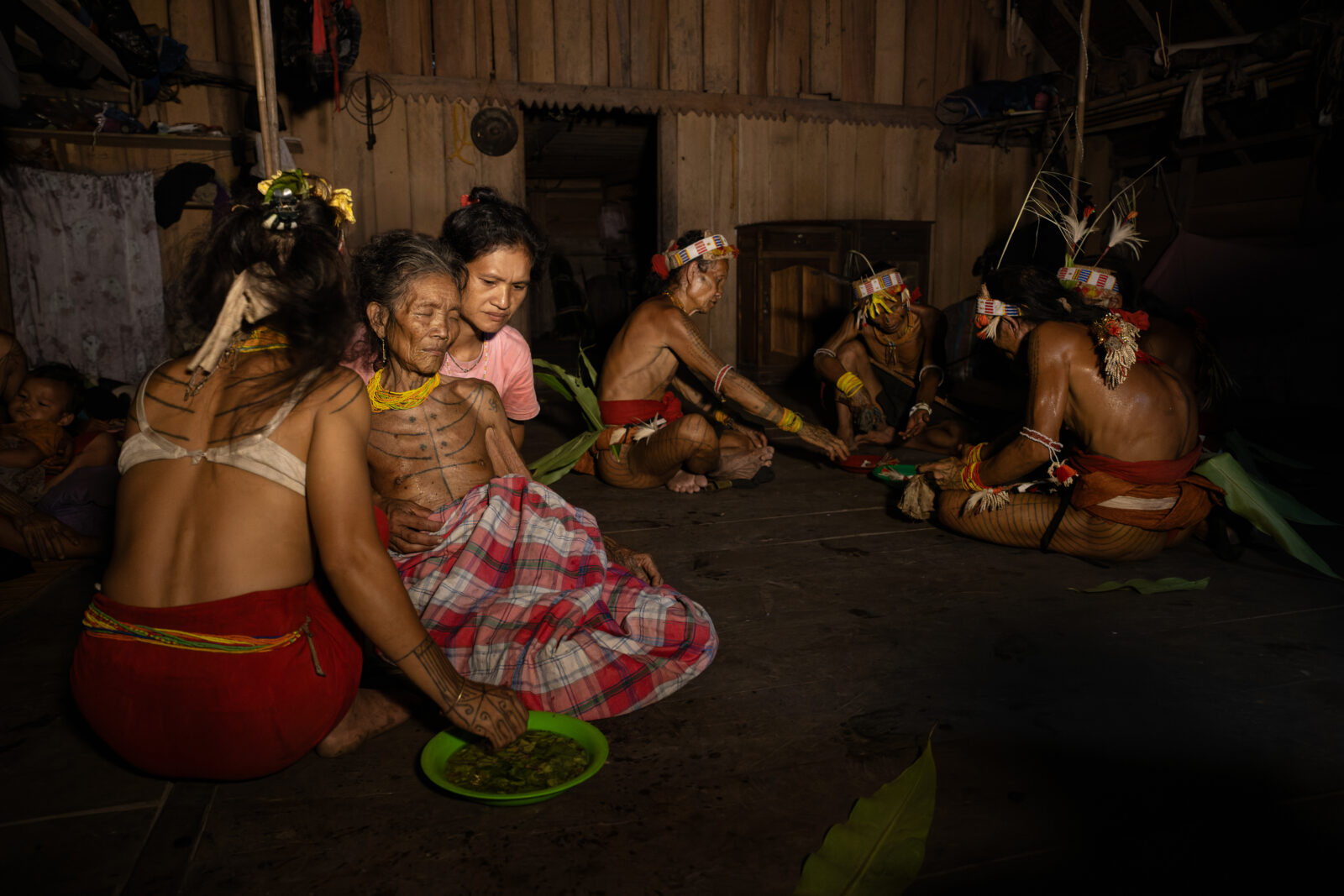 Mentawai woman in trance during ritual dance