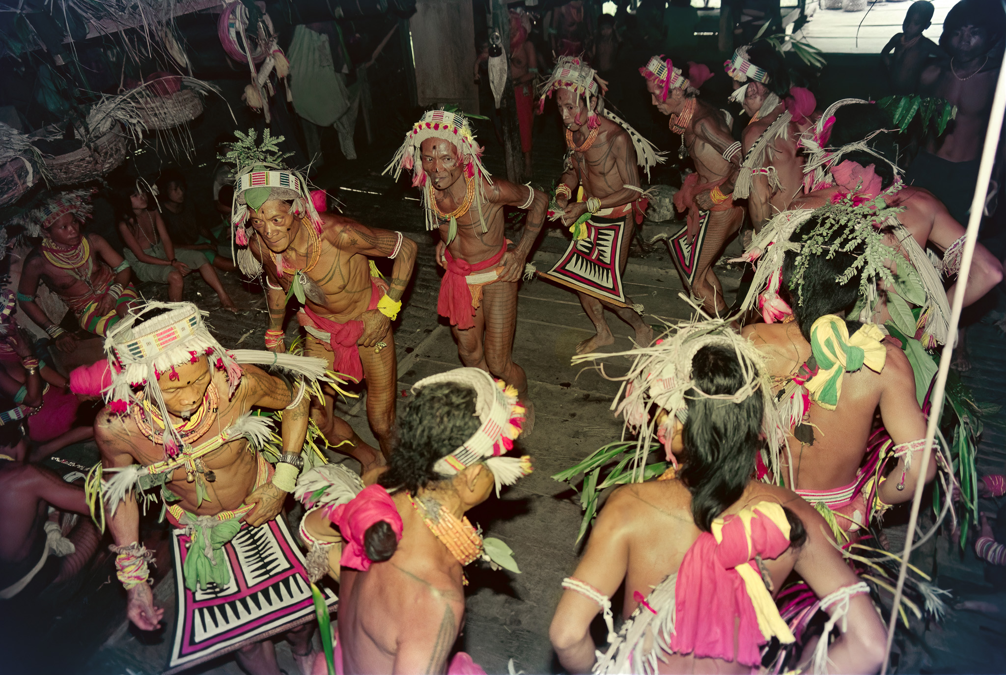 Mentawai shamans traditional dance during initiation ceremony on Siberut Island