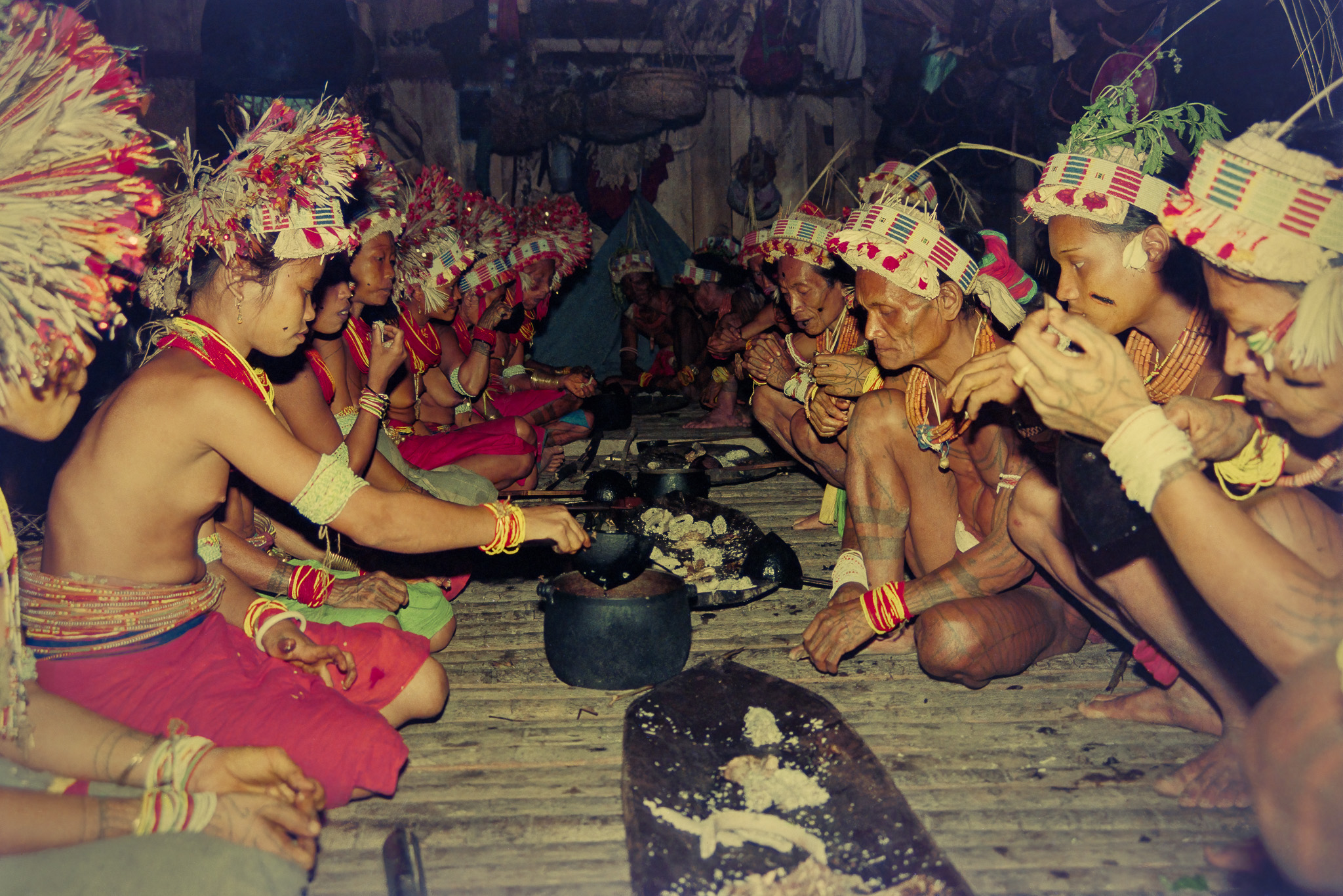Mentawai pululak ritual meal of shamans and wives, on Siberut
