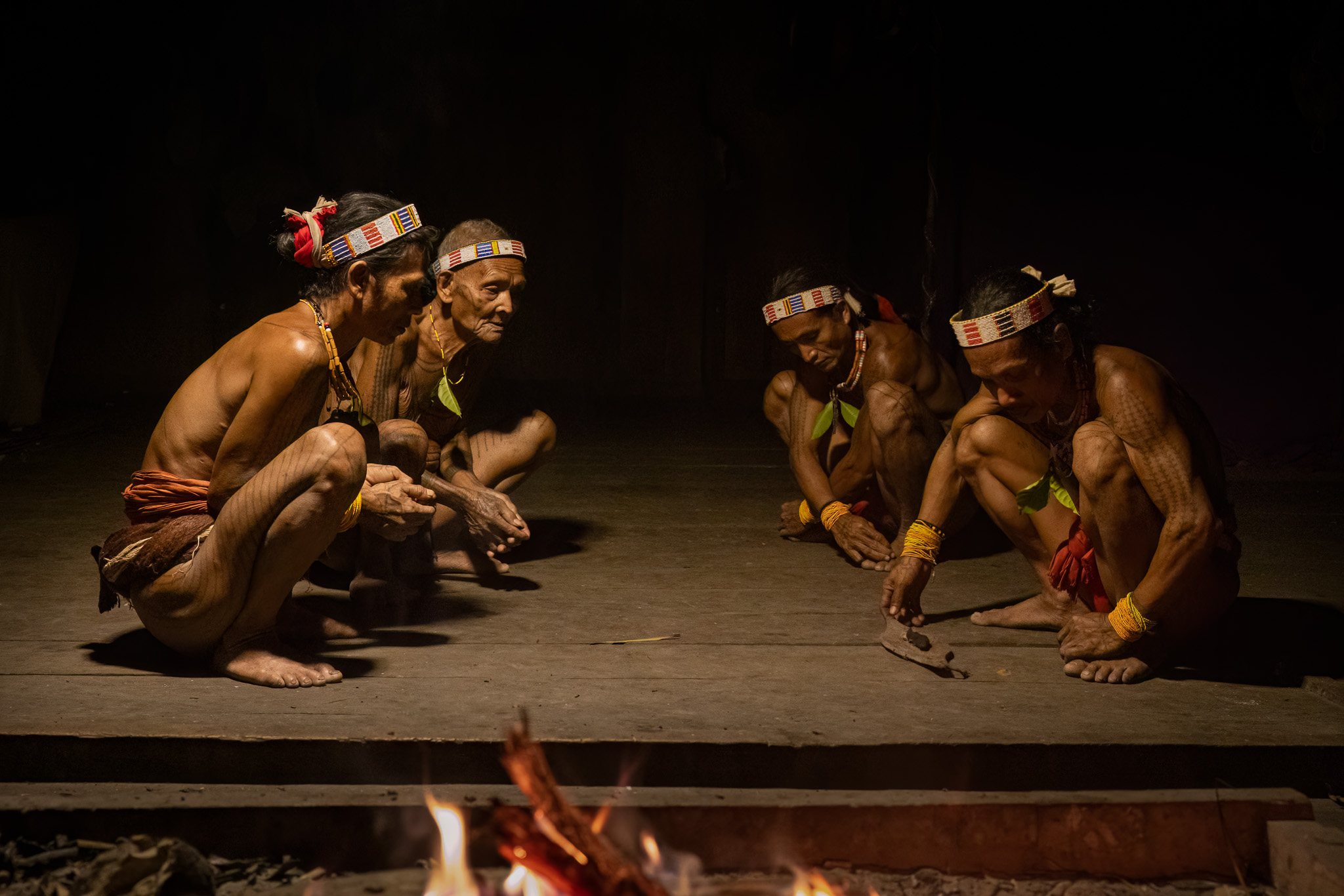 Mentawai shamans during ritual on Siberut Island