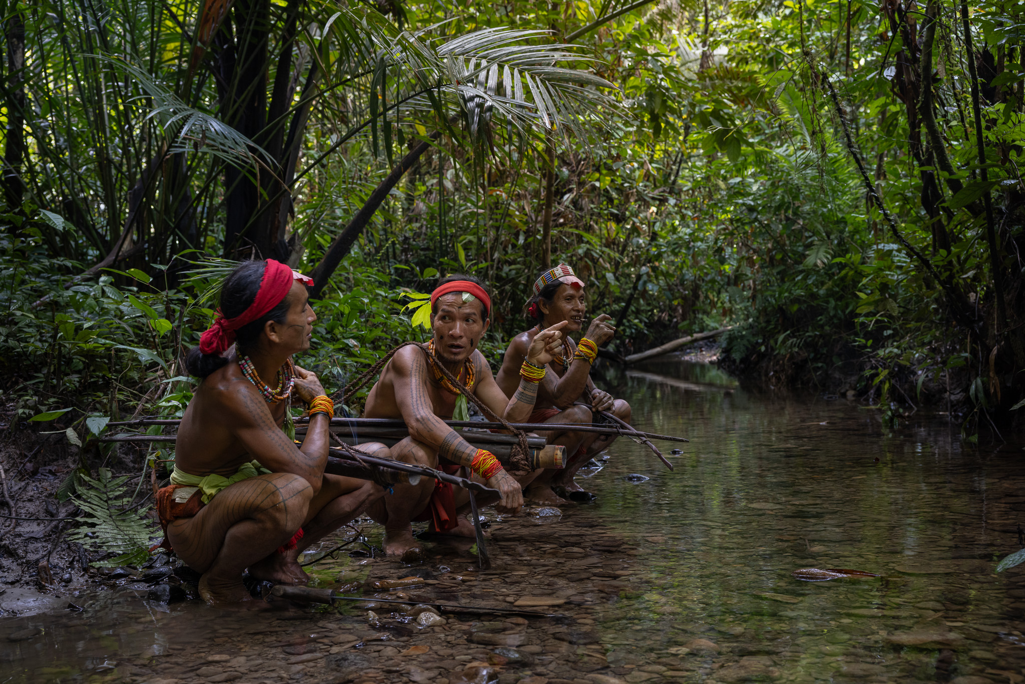 Mentawai island shamans hunting on Siberut Island Indonesia