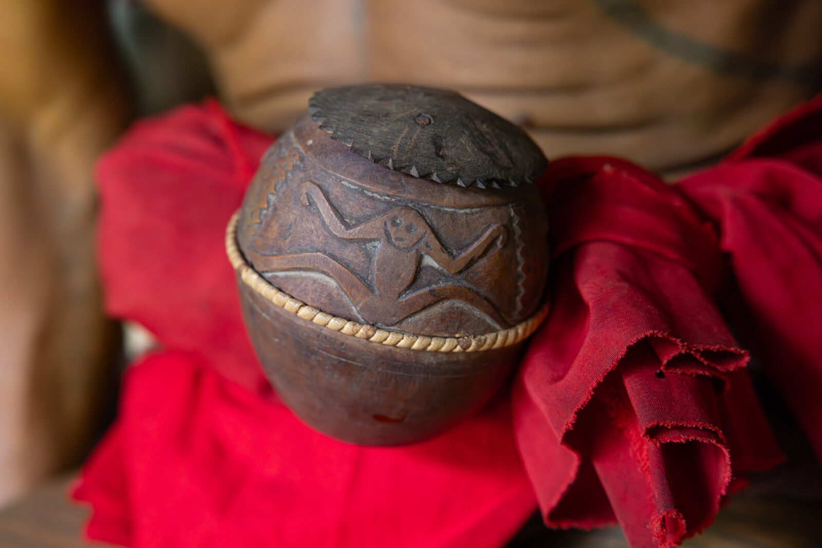 Traditional Mentawai tobacco container made from coconut shell