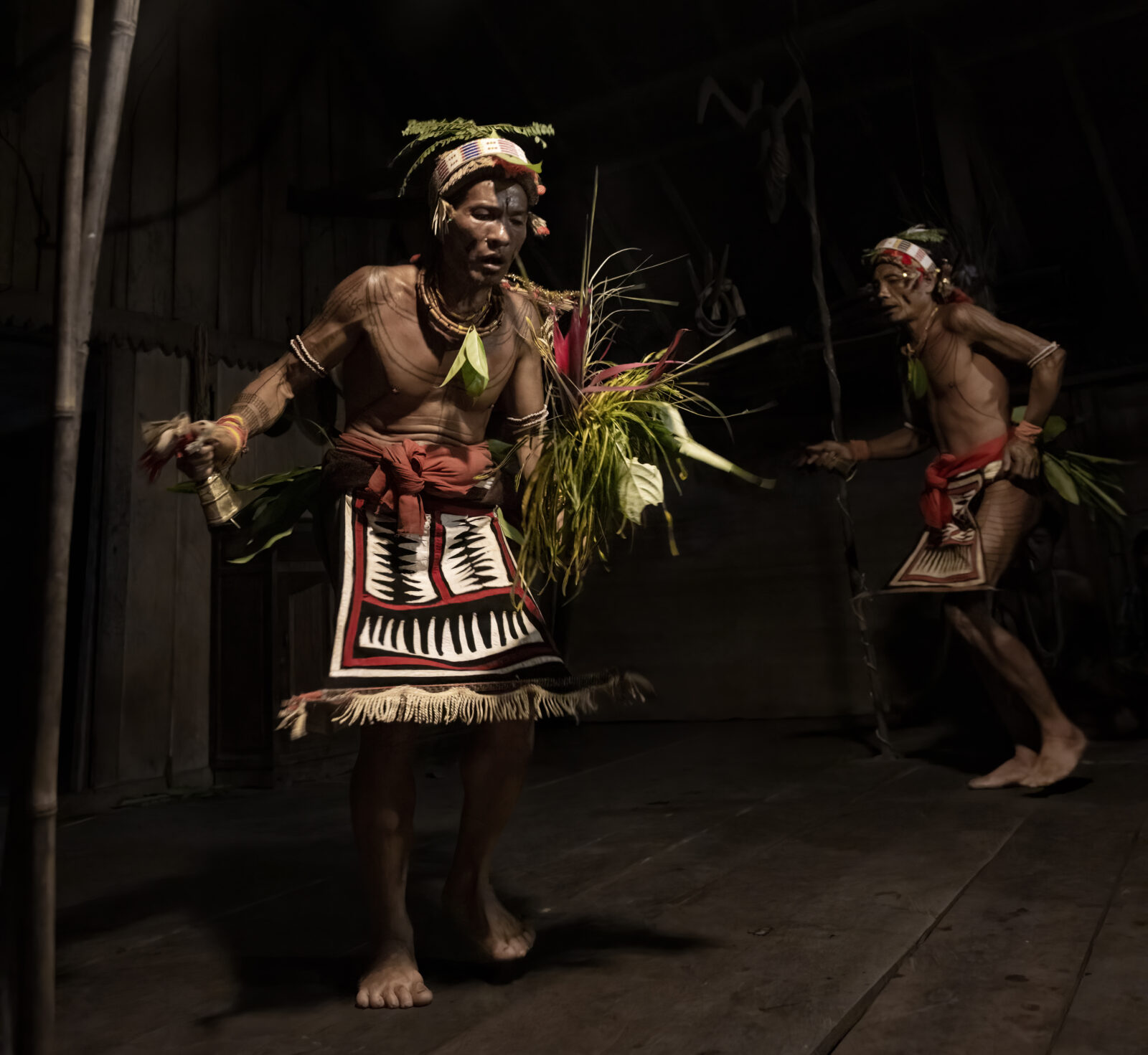 Mentawai shamans dance during the Lajo Simagere ritual